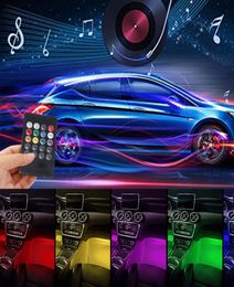 4pcs 12 LED Auto Wireless Remote Control Car Leding RGB Light Strips Neon Interior Lamp Strip Decorative Atmosphere Lights Cars St8248209