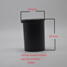 30 Dram Empty Squeeze Pop Top Bottle with Tear Tap D 50mm High 70mm tamper evident Dry Herb Box Acrylic Plastic Stroage Stash Jar Case Container Plastic-Tin