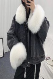 Jacket Women Denim Casual Jacket Women Long Sleeve Thick Coats Elegant Winter Outwear Office Ladies Solid Streetwear Faux Fur 20106119594