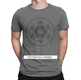 Metatrons Cube Flower Of Life Tops T Shirt Men039s Cotton Crazy TShirt Sacred Geometry Magic Mandala Tee Fitness 2106293783927