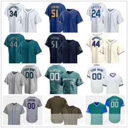 Stitched 2024 Baseball Jerseys 44 Julio Rodriguez 68 George Kirby 58 Luis Castillo 29 Cal Raleigh 3 J.P. Crawford 36 Logan Gilbert 75 Andres Munoz 0 Sam Haggerty