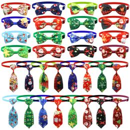 Accessories 50/100Pcs Christmas Dog Grooming Bows Xmas Pet Bowknot Bowties Adjustable Collar Cat Dog Accessories Bow ties For Small Pets