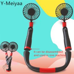 Eyelashes 2 IN 1 USB Portable Eyelash Fan Dryer Hanging Neckband Fan LCD Detachable Double Fans Air Cooler Aroma Fan For Home Travel 20#