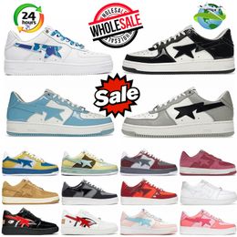2024 sk8 Designer Sta Casual Shoes Low Top Men and Women Grey Blue Camouflage Skateboarding Sport Bapely Sneakers Outdoor Shoes Waterproof leather Size 36-45 with box