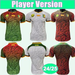 24 25 Cameroon Mens Player Soccer Jersey ABOUBAKAR MAGRI N. CLINTON ATEBA ANGUISSA CASTELLETTO WOOH MOUKOUDI White Red Green Football Shirts