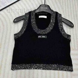 Womens T-Shirt designer brand Knitted Tank Top with Contrast Beads and Letter Decoration for Pure Desire Sexy Spicy Girls Wear Slim Versatile Shorts DW4N