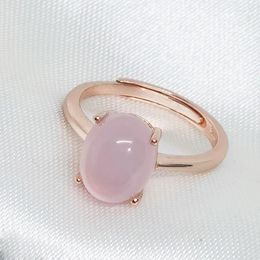 Cluster Rings MeiBaPJ Natural Pink Chalcedony Gemstone Fashion Ring For Women Real 925 Sterling Silver Fine Jewellery