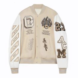 European and American Fashion Letter Embroidered Jackets Unisex Couple Contrasting Color Y2K Hip Hop Loose Leather Jacket 240228