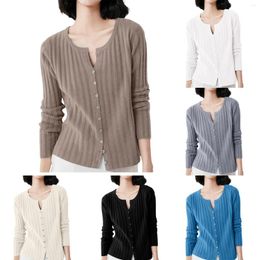 Women's Knits Ladies Cardigan Knitted Coat Sweater Slimming Slim Long Sleeved Thin Top Sweaters