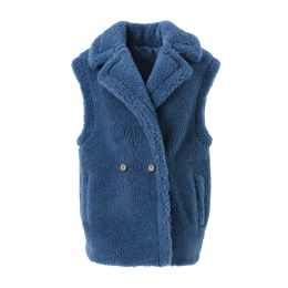 Fur JKKFURS Women Winter Wool Vests 2022 Real Fur Gilet Thick Warm Lady Teddy Vests Alpaca Sleeveless Waistcoat S5066