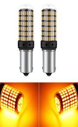 New 2pcs Amber Yellow Signal Turn Light 1224V 1156 BA15S 3014 144SMD LED Super Bright Bulb Error Decoding Canbus for Auto2177518