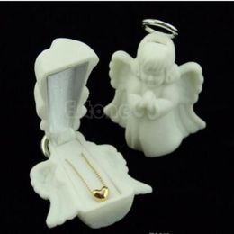 Flocking White Jewellery Box Luxury Angel Velvet Jewellery Rings Necklace Display Box Gift Container Case Jewellery Packaging 20pcs lot 298m