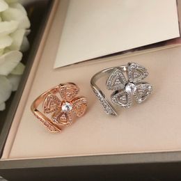 Yongzhan series Clover designer ring for woman diamond Gold plated 18K Free adjustment size brand designer jewelry classic style gift for girlfriend with box 017