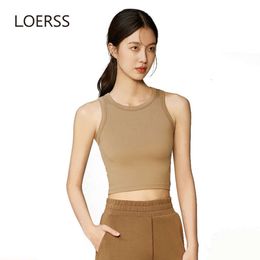 Lu Align Camisoles Tanks Outfit LOERSS Sports Vest Womens Basic Slim Fit Sleeveless Seamless Push Up O-Neck Sportwear Fitness Yoga Female Tank Top Jogger Gry Lu-08 2024