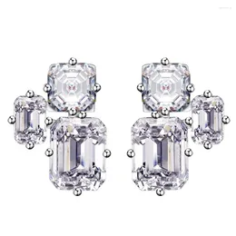 Dangle Earrings Shop 925 Sterling Silver Asscher/Emerald Cut High Carbon Diamond Gemstone 18K Gold Plated Studs Party Fine Jewellery