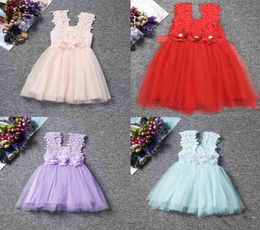 Retail Fashion girls Lace Crochet Vest Dress sundress Princess Girls sleeveless crochet vest Lace dress baby party dress kids clot8548497