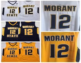 Mens Murray State Racers 12 Ja Morant College Basketball Jerseys Blue White Yellow Stitched Shirts OVC Patch SXXL9069946