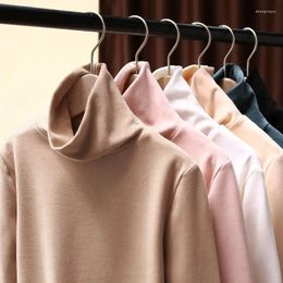 Women's T Shirts High Neck Plush Thickened Bottom Top Inner Wear Autumn/Winter Brushed Warm Solid Colour Versatile Style Slim Fit