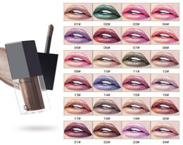 Pudaier Glitter Lip Gloss Diamond Shimmer Pigment Metallic Glossy Lipgloss Matte to Sparkling Lip Tint Liquid Lipstick 24 colors4476467