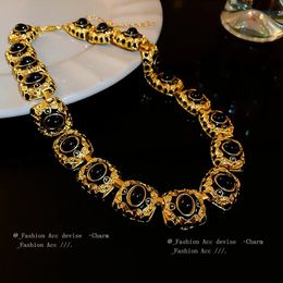 Womens Delicate Jewellery Korean Style Chokers Exquisite Trendy Gold Colour Necklaces Vintage Charm Neck Chain Classic Jewellery 240227