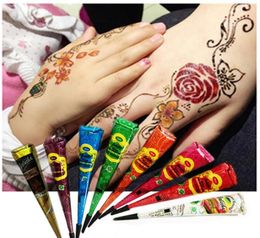 Henna Mehandi Cone Hand Body Art Paint Makeup DIY Drawing Indian Henna Tattoo Paste Cone Waterproof 25g4142432