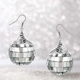 Dangle Earrings 2024 Silver Color Shiny Ball For Women Cool Fashion Jewelry Retro Round Drop