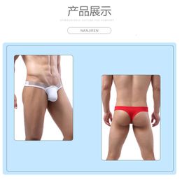 Thong Men's Ice Silk Summer Thin Breathable, Comfortable, Sexy Low Waisted Underwear 166611