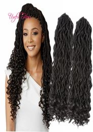 2018 FASHION Crochet Goddess Locs Hair Extensions Faux Locs Curly 18inch Crochet Braids Ombre Kanekalon Braiding Hair Bohemian loc4965837