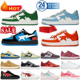 Designer Sta Casual Shoes Low Top Men and Women Grey Black Camouflage Skateboarding Sports Bapely Sneakers Outdoor Shoes Waterproof leather Size 36-45 with box