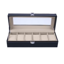 6 Slots Wrist Watch Display Case Box Jewellery Storage Organiser Box with Cover Case Jewellery Watches Display Holder Organizer246b