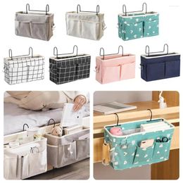 Storage Bags Creative Canvas Hanging Bag Home Bedside Pockets Dormitory Books For Ipad Sundries Organiser P4U4