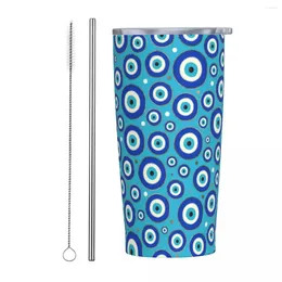 Tumblers Greek Evil Eye Stainless Steel Tumbler Blue Magic Travel Car Mugs Large Capacity Thermal Mug Cold And Milk Tea Water Bottle