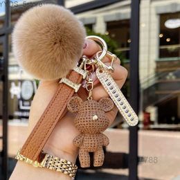 Keychains Lanyards Keychains Lanyards designer luxury female bear ring fashion fur ball male trendy accessories 240303