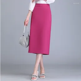 Skirts Spring Summer High Waist Solid Colour Bodycon Pencil Skirt Women Elegant Chic Slim Fit Casual Long Office Lady 4XL 8295