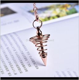 Pendants 1Pc Metal Amulet Spiral Cone Antique Copper Gold Sier Colored Clock For Pyramid Pendulum Aura Qyltsi Syiq7 J4Aeh8505628