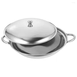 Pans Kitchen Cooking Pot Stainless Steel Wok Portable Metal With Double Handles