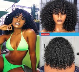 Short Kinky Curly Bob Lace Front Human Hair Wig For Women Glueless 13x4 Synthetic Frontal Closure Wigs With Bangs6235793