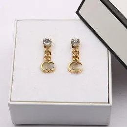 8228mixed simple 18k gold plated 925 silver luxury brand designer letter stud geometry famous womens crystal diamond pearl earrings wedding party jewellry