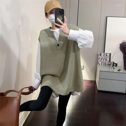 Women's Vests Fashion Winter Knitted Sweater Women Casual V-Neck Pullover Vest All-match Sleeveless Female Clothing Loose Tops Jumper R206