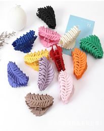 fashion large Leaves Hair Claw Matte Candy For Women Clip Hairpins Accessories Clamps Headwear Crab Hair Colours 12 colors3419264