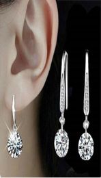 Korean Wedding Accessories Jewelry Version of the New Bride Pierced Drop Earrings Whole Fashion HighGrade Crystal Zircon Stud2945122