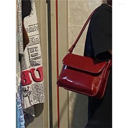 Evening Bags Retro Patent Leather Red Women's Shoulder Bag Bright Surface Crossbody Small Square Fashion Women Underarm Bride Handbag