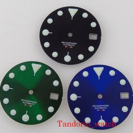 Repair Tools & Kits 29mm Black Green Blue Sterile Sunburst Watch Dial Green Luminous Fit Crown At 3 4 0'clock Parts For NH35A2872