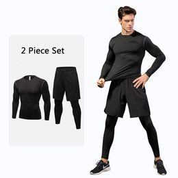 2 Pcs Set Mens Running Gym Jogging Thermo underwear Second skin Compression Fitness MMA rashgard Male Quick dry Track suit 240228
