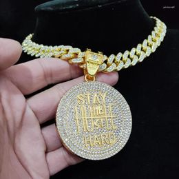 Pendant Necklaces Men Women Hip Hop STAY HARD Necklace Cuban Chain HipHop Iced Out Bling Fashion Charm Jewelry