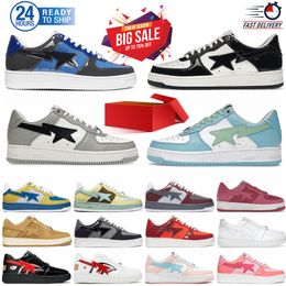 Designer Sta Casual Shoes Low Top men and women Red Gray Camouflage Skateboarding Sport Bapely Sneakers Outdoor Shoes Waterproof leather Size 36-45 with box