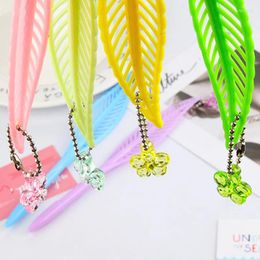 Pcs Cartoon Creative Openwork Leaves Feather Pendant Gel Pen Student Writing Office Stationery Supplies Wholesale