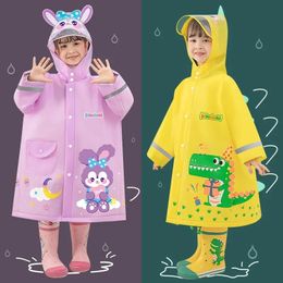 EVA Cute Childrens Raincoat Kindergarten 3D Cartoon with Bookbag Space Rain Gear 240226