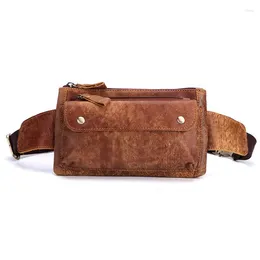 Waist Bags Nesitu High Quality Vintage Brown Coffee Real Skin Genuine Leather Women Men Cowhide #M8136