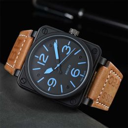 24% OFF watch Watch Men Automatic Mechanical Bell Brown Leather Black Ross Rubber Wristwatch